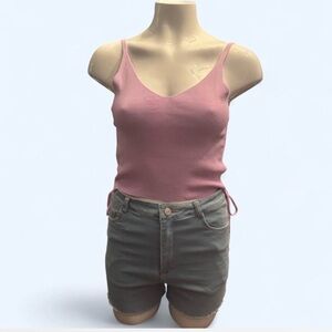 Lavender Tank Top with Jean shorts